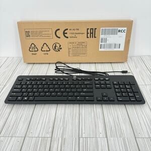 Hewlett Packard HP black USB wired QWERTY keyboard slim KBAR211 NEW